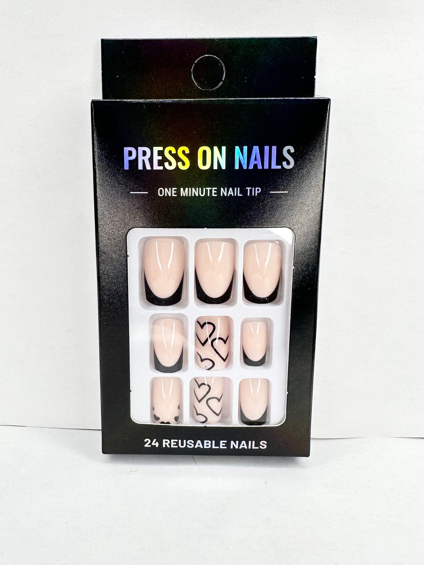 BLACK FRENCH TIP PRESS ON NAILS